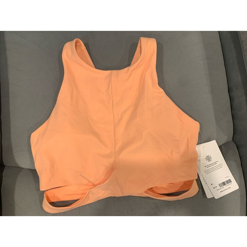 Athleta Cropped tank‎ top build in Bra Medium Peach Yoga Conscious  New
